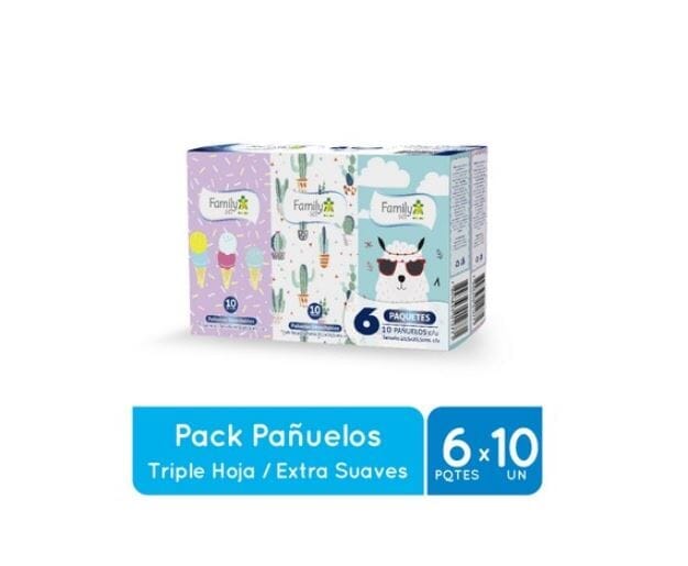 Pañuelo Deschable Triple Hoja 6 Paq. (Family Set) Farmex-Pluxee-Persistente